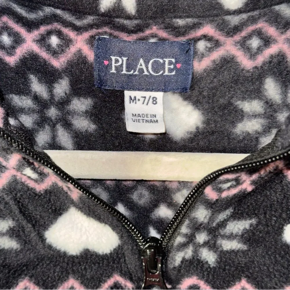 The Children's Place size medium Pink and White quarter zip Fleece